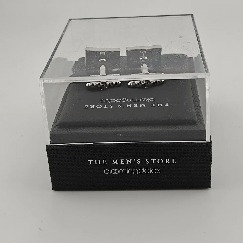 The Men's Store Bloomingdale's Cufflinks Silver Tone Textured Mens New In‎ Box